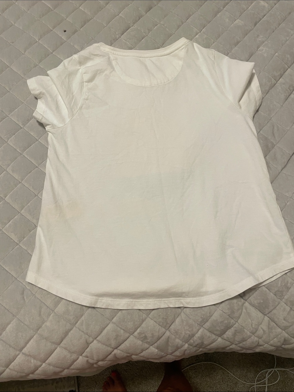 Anthropologie White Tee with Peach Graphic and Navy Accent - Picture 4 of 4